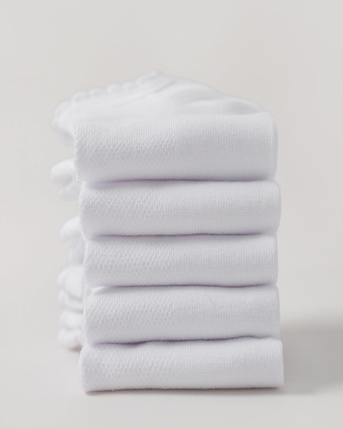 Girls White Ruffle Socks School Uniform Kids Cotton Crew Ankle Cute Frilly Dress Socks 6 Pack - Image 5