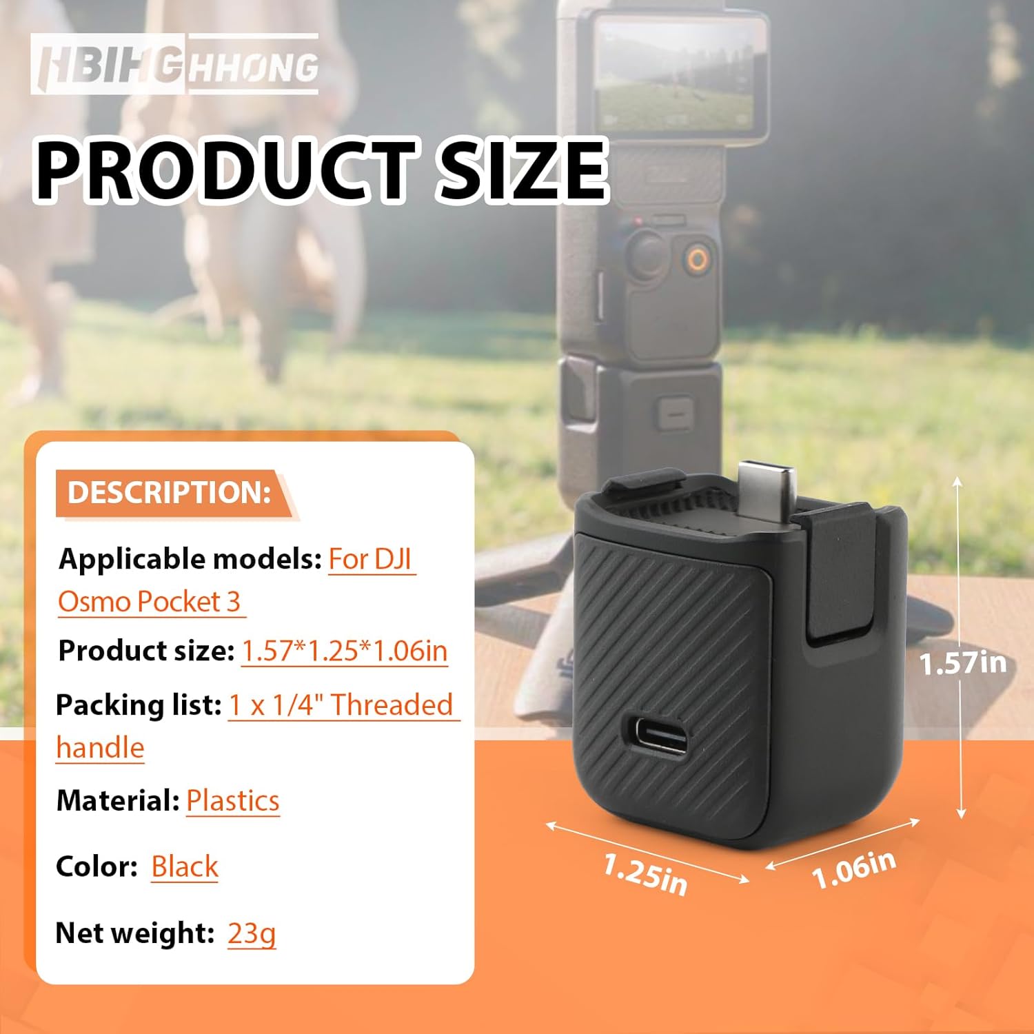 1/4" Threaded Handle for DJI Osmo Pocket 3 Handle Holder Replacement for DJI OSMO Pocket 3 Tripod Adapter Mount Handheld Camera Extension Bracket Accessories