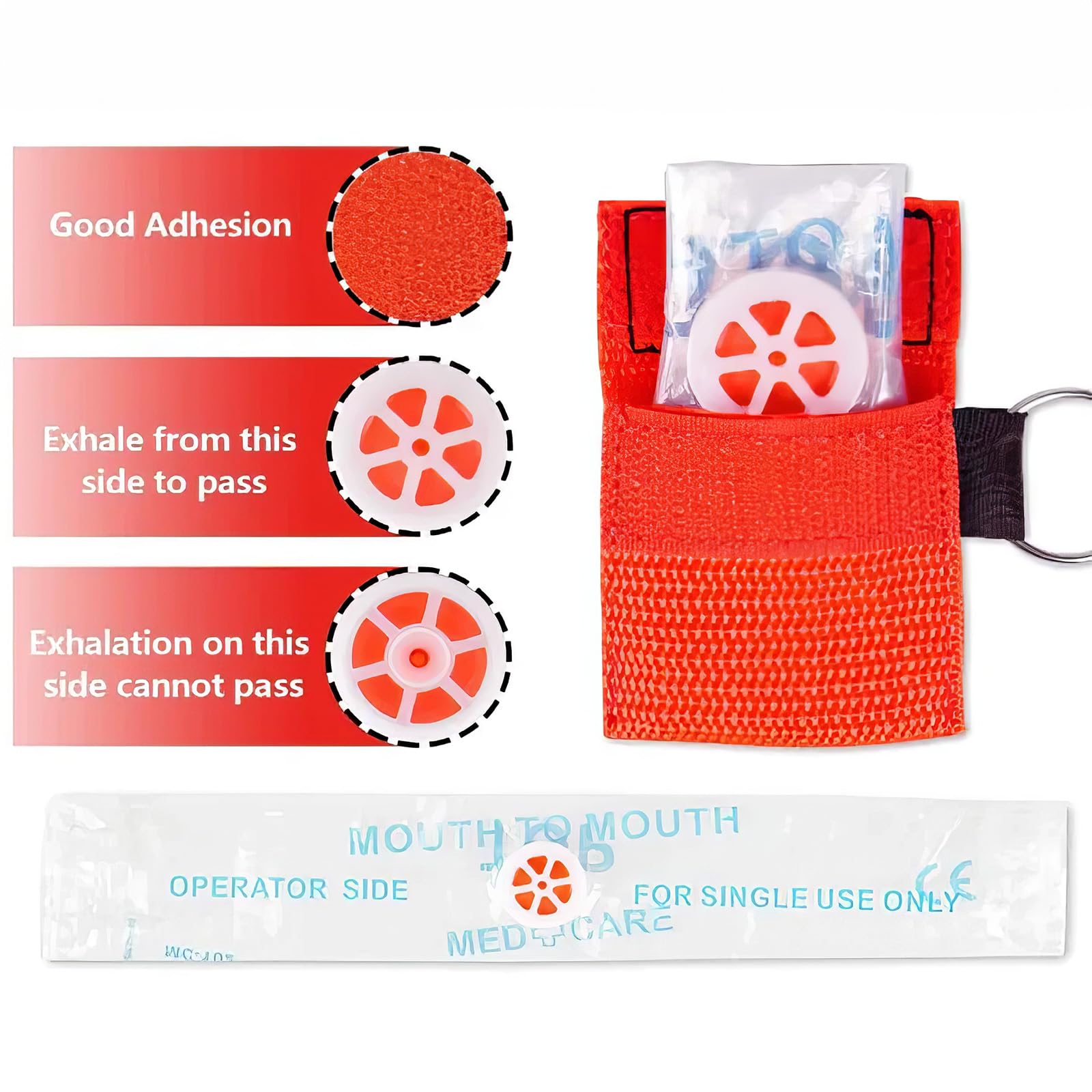 4 PCS Maschera di respirazione Portachiavi CPR Face Shield di Primo Soccorso Maschere respiratorie per Adulti e Bambini, Panno di Emergenza per Il Primo Soccorso o addestramento AED