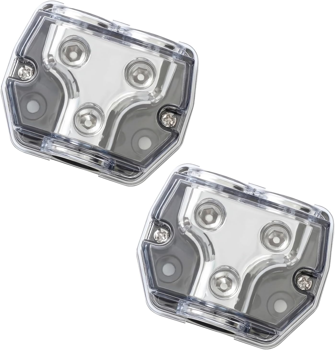 Tallew 2 Pcs 0 Gauge 2way Ground Distribution Way Amp Block, 0 Gauge in and Out Circuit Protector Distribution Connecting Blocks for Car Boat Audio Splitter