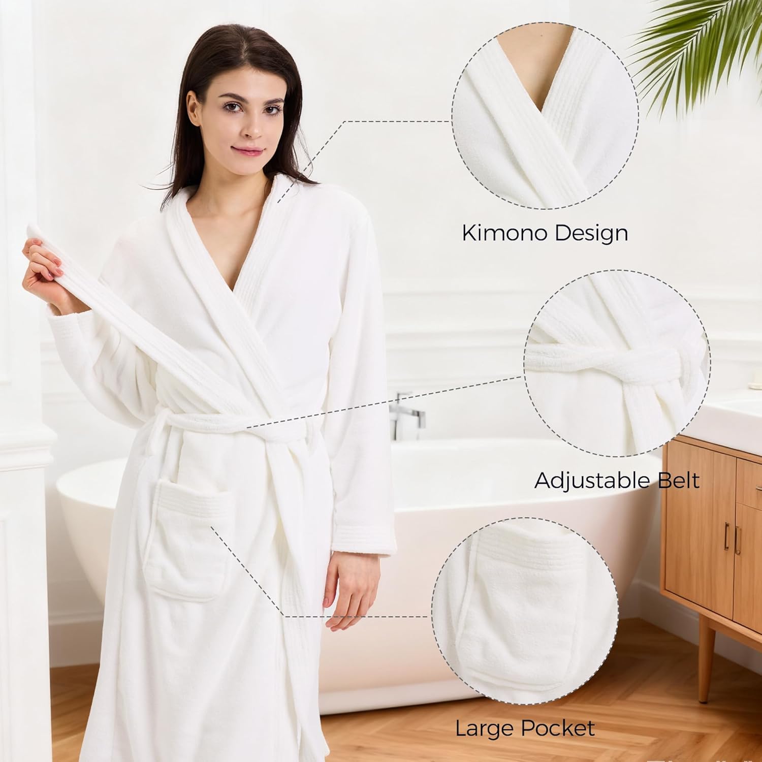 Towel Robe for Women – Soft Absorbent Kimono Bathrobe, Quick-Dry Spa Shower & Hotel Use
