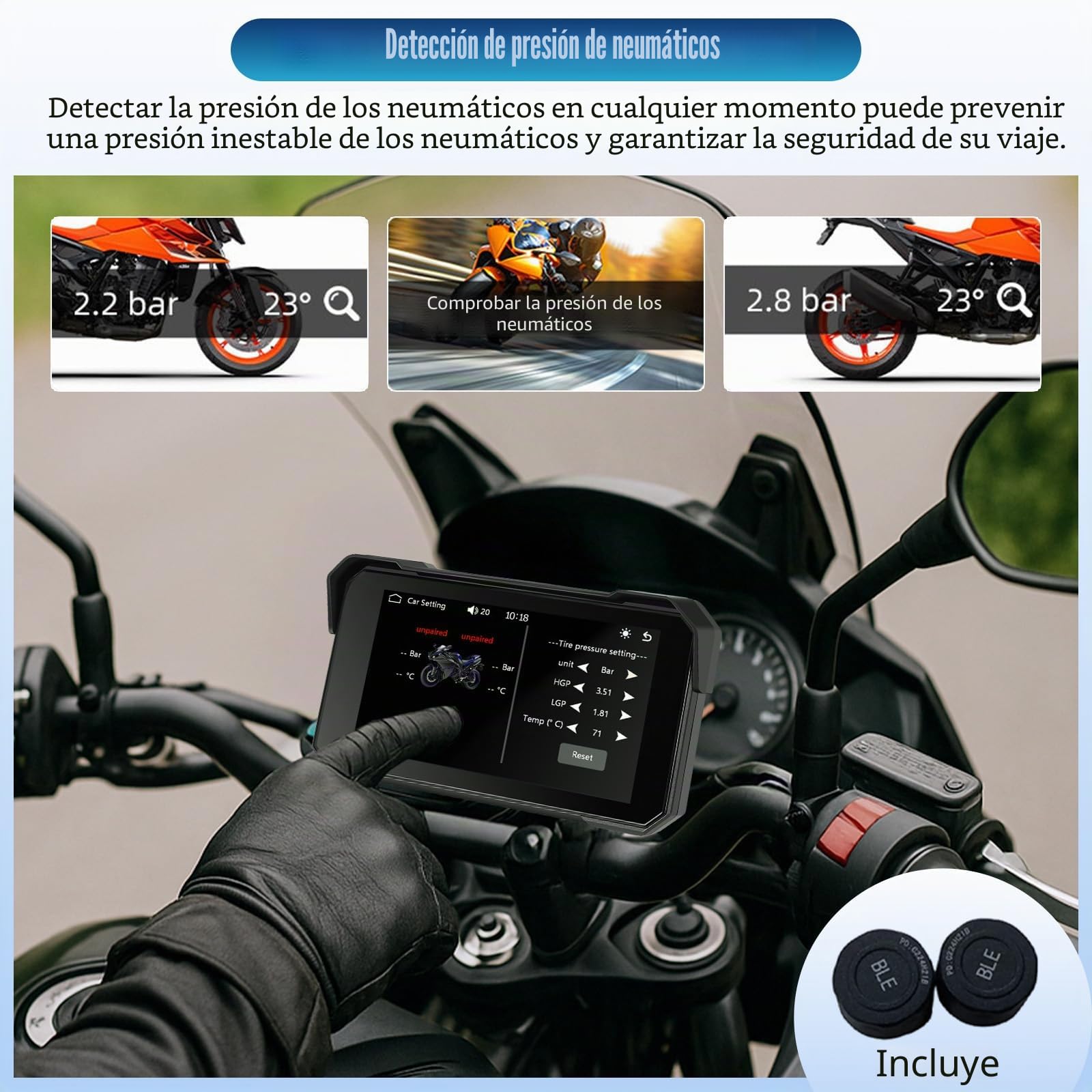 Pantalla GPS CarPlay para moto con reproducción inalámbrica y Android Auto, pantalla táctil portátil impermeable de 5 pulgadas Pantalla GPS CarPlay para motocicleta con soporte Bluetooth + sistema de