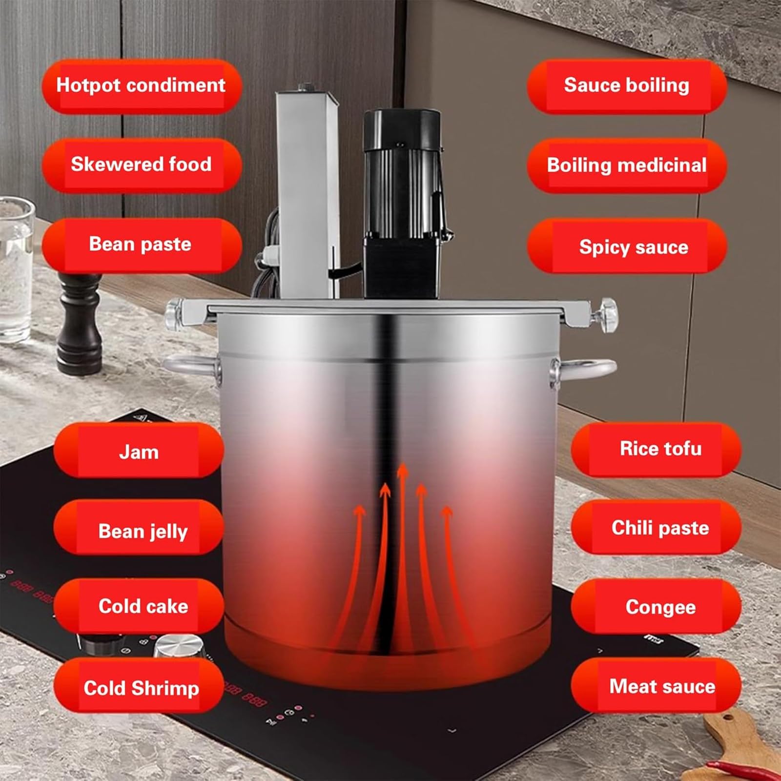 Miscelatore automatico per alimenti, 20 L/25 L/40 L/60 L/85 L, macchina da cucina automatica, per condimenti commerciali con fondo per zuppe e salse (40 l)
