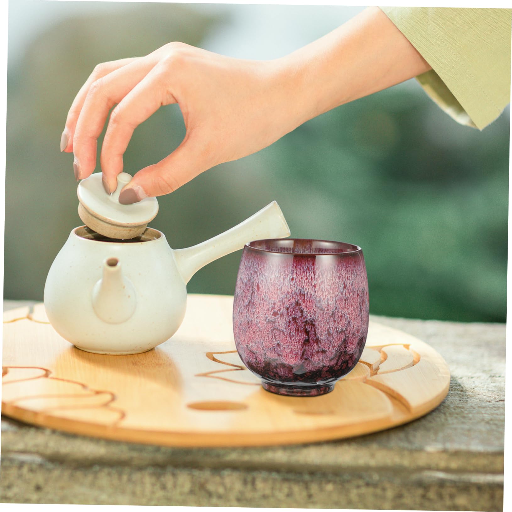 COLLBATH 2 Stück Keramik Teetassen mit Kreativem Muster Dekorative Teetasse für Zuhause Feine Verarbeitung und Einzigartiges Retro Design für Kaffeetisch