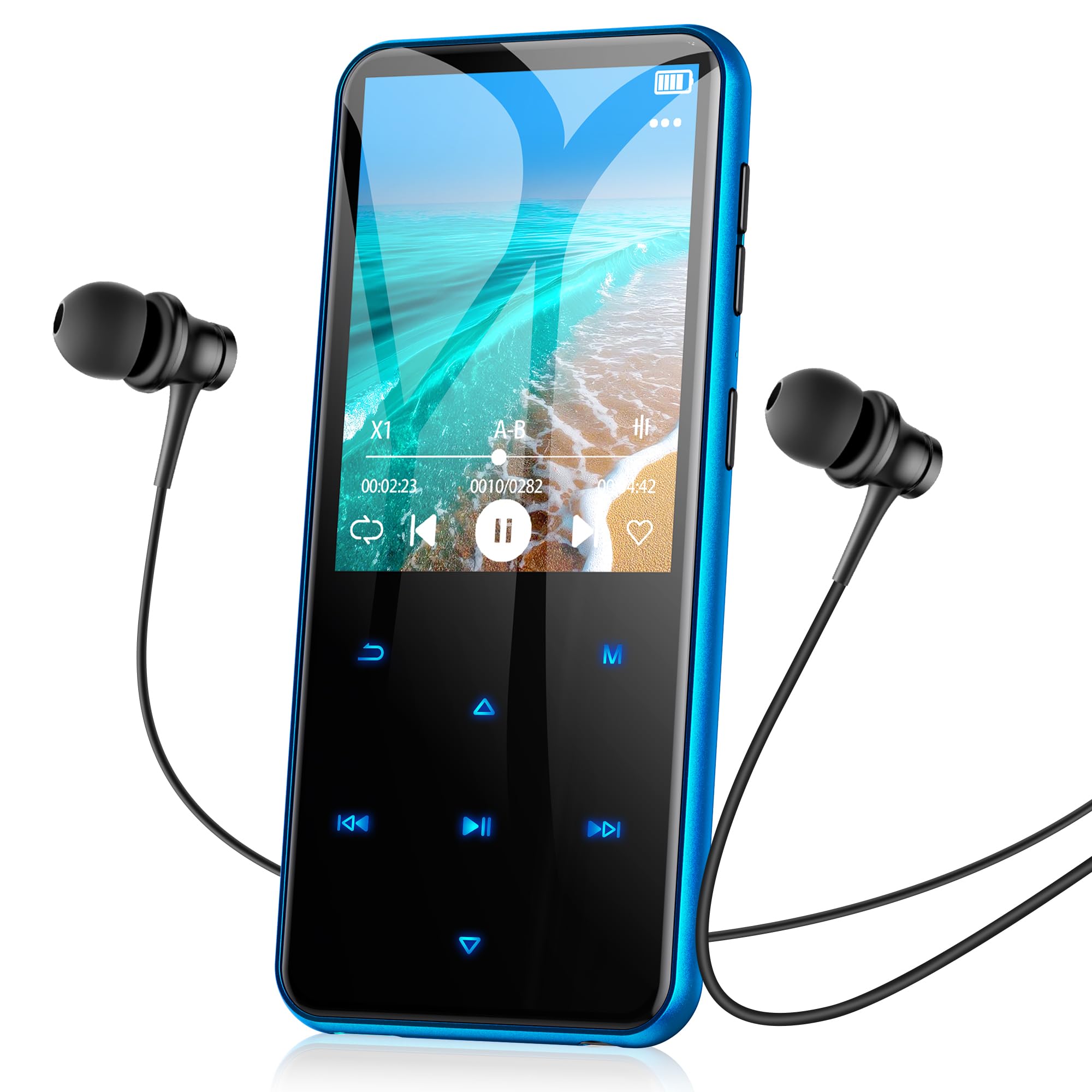 AGPTEK 16GB MP3 Player with Bluetooth, M3 2.4'' Player with Speaker | with FM Radio, Touch Buttons, Supports Up to 128GB(Blue)-image-28