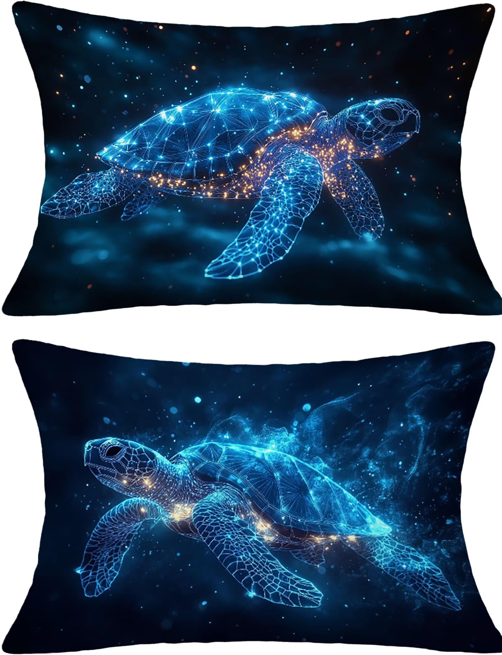 Taie Oreiller 50x70 Lot de 2 Bleu Coussin Imperméable Lin Salon
