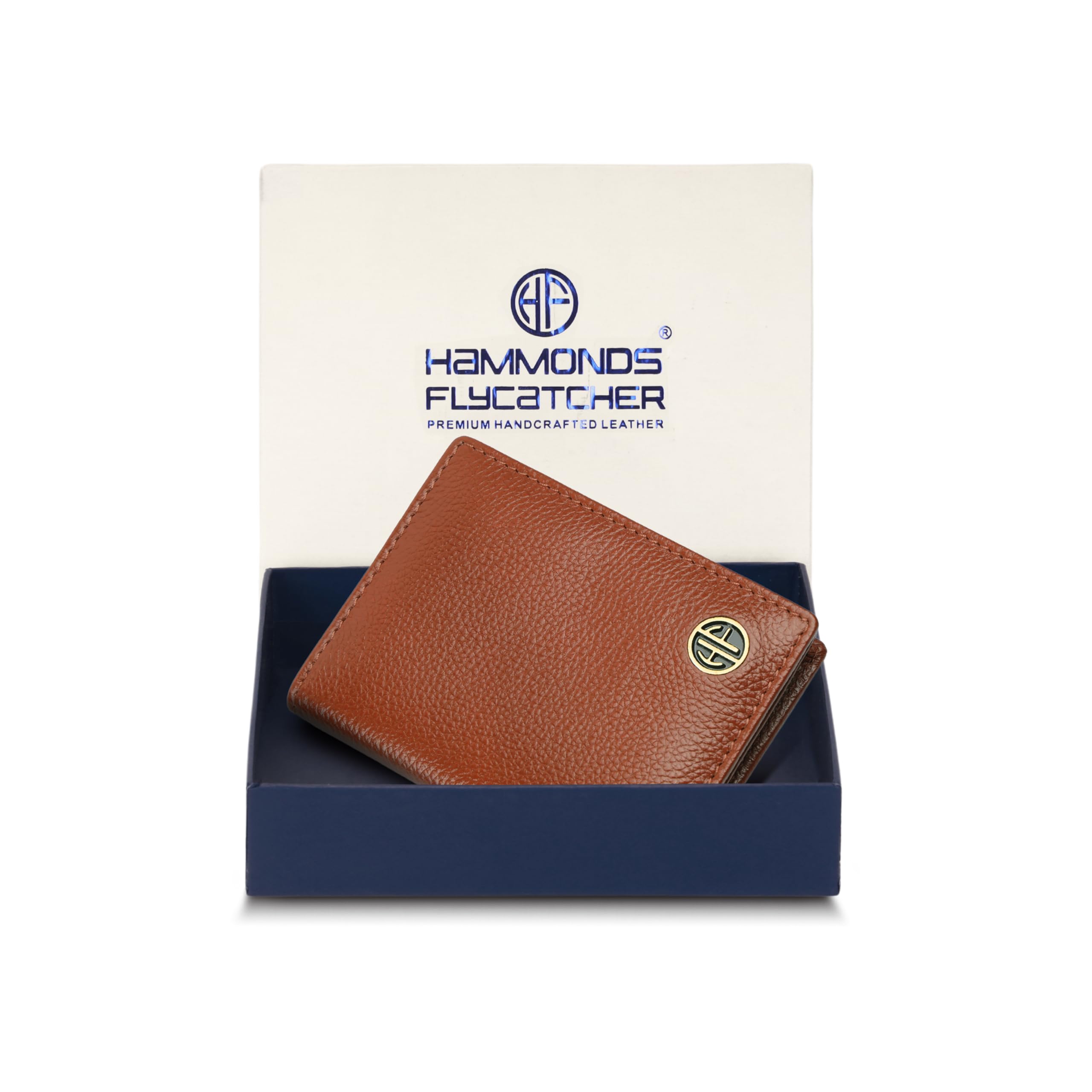 HAMMONDS FLYCATCHER Genuine Leather Card Holder Wallet for Man & Women, RFID Protected ATM/Credit Card Holder Wallet for Men with 4 Slots(Fits Upto 8 Cards), Gift for Men - Tan