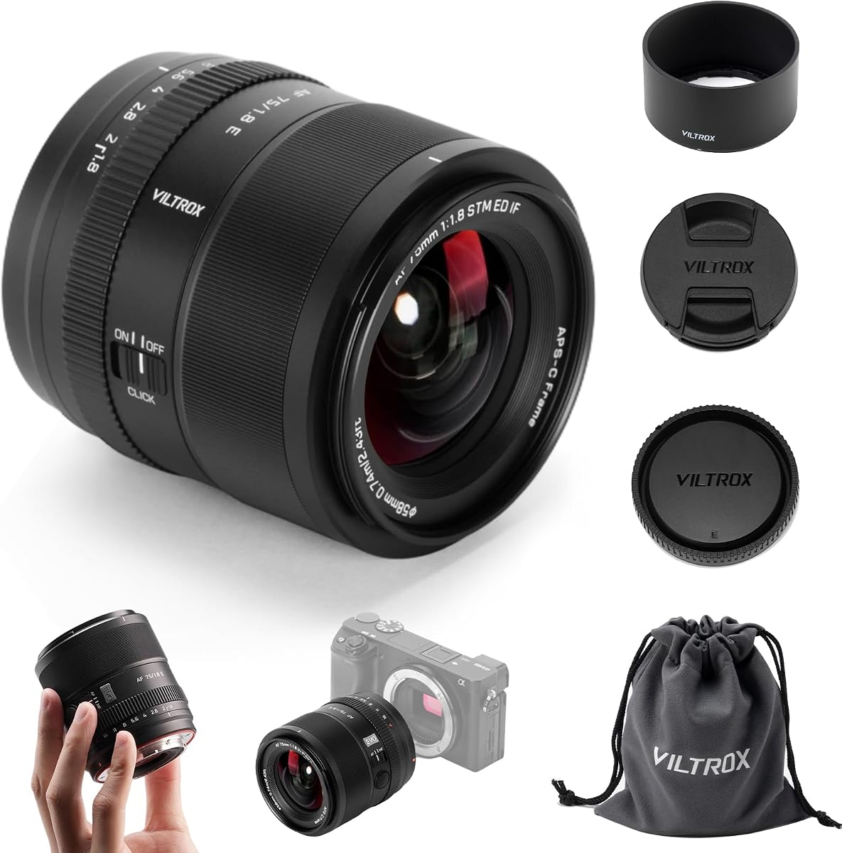AF 75mm F1.8 EVO APS-C Prime Lens for Sony E-Mount | Portrait Telephoto, Large Aperture, 12.5oz Lightweight, STM Autofocus, HD Nano Multi‑Coating, 21.4° Angle, 58mm filter thread