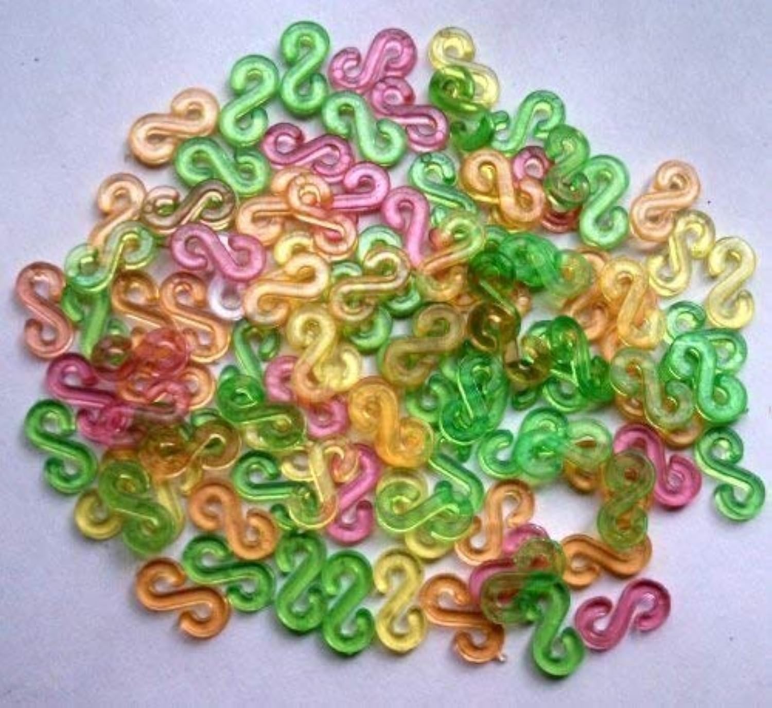 S Clips, Rubber Bands Refills Set for DIY Bracelet Craft, for Plastic Chain Links Bracelet, Colorful - 200 Pack