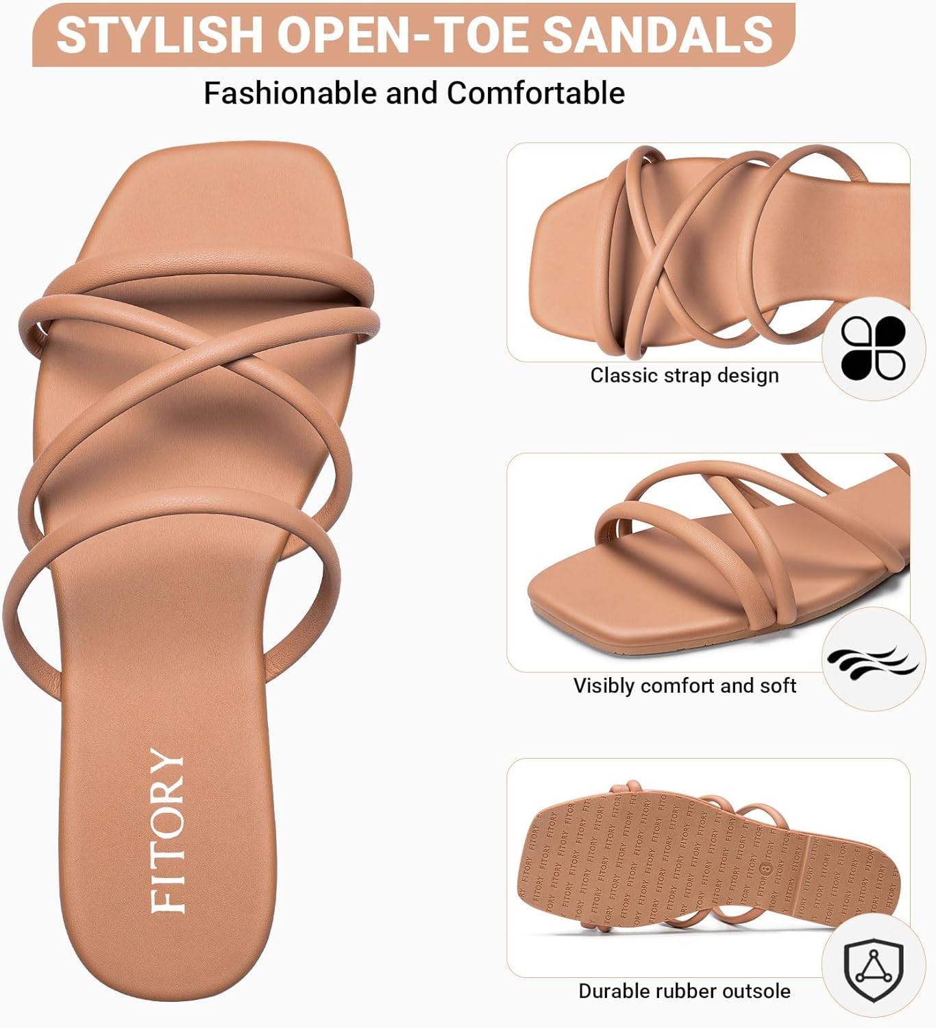 FITORY Women's Slide Sandals, Chic Cross-Strap & Comfy Flat Shoes for Summer SIze 6-11 - Image 4