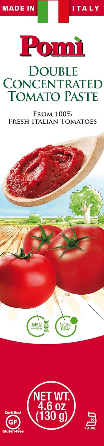 Pomì Double Concentrated Tomato Paste - Made from 100% Fresh Italian Tomatoes - 4.6oz Tube (Pack of 12)