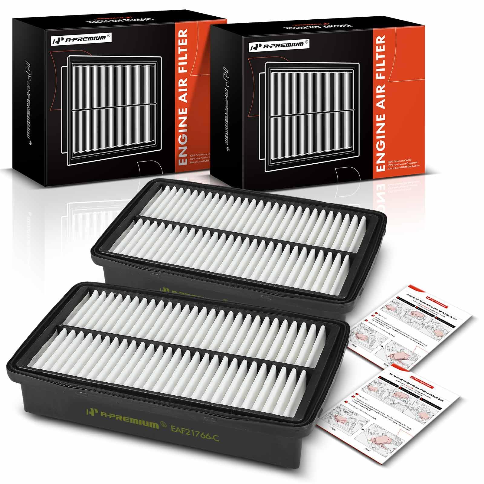 A-Premium 2-PC Engine Air Filter Compatible with Genesis G80 2021 2022 2023 2024, 2.5L, Replace# 28113T1210