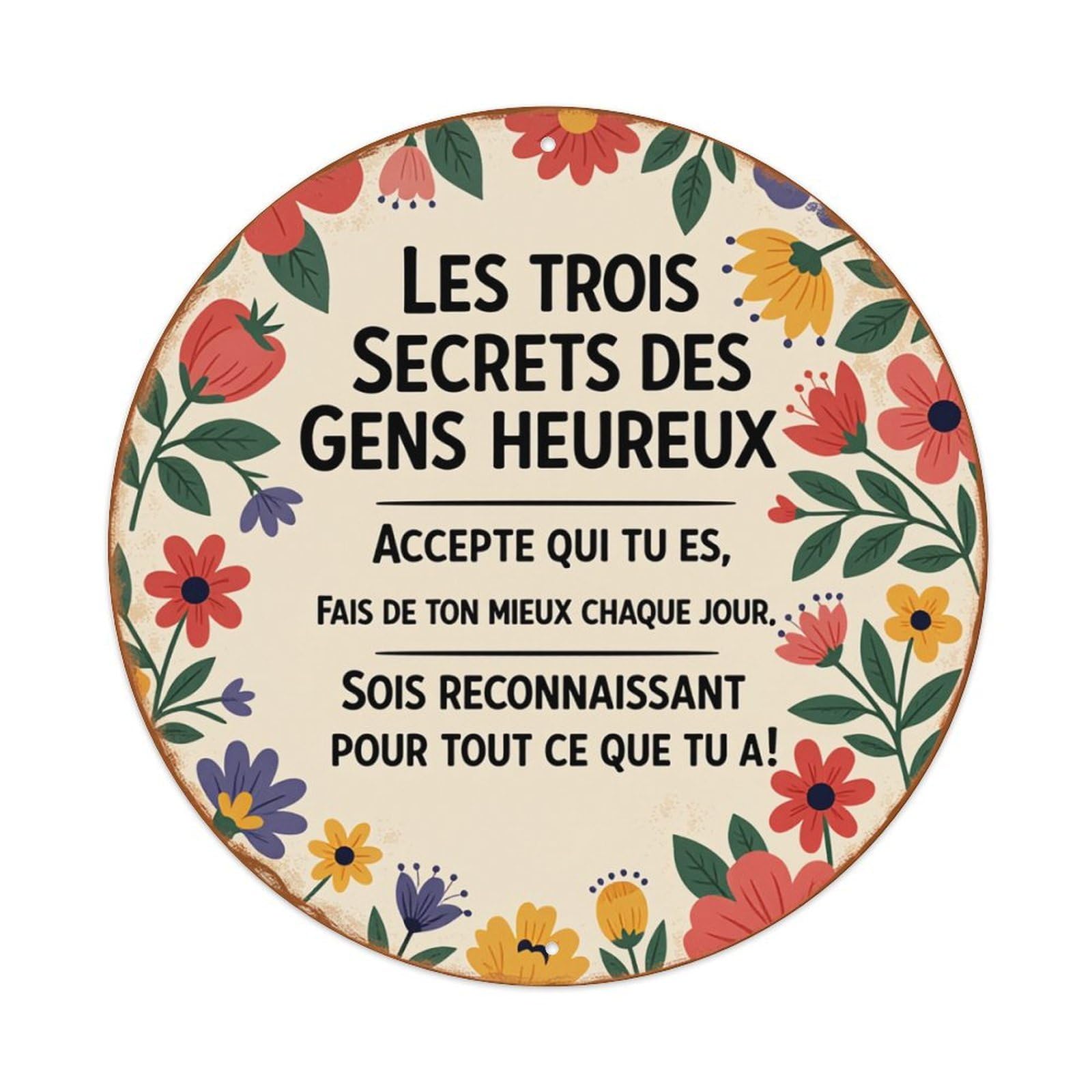 Floral Pattern With Text Round Tin Sign Retro Metal Sign for Cafe Bar Pub Home Game Room Gym Club Wall Decoration Vintage Metal Poster 8x8 Inch