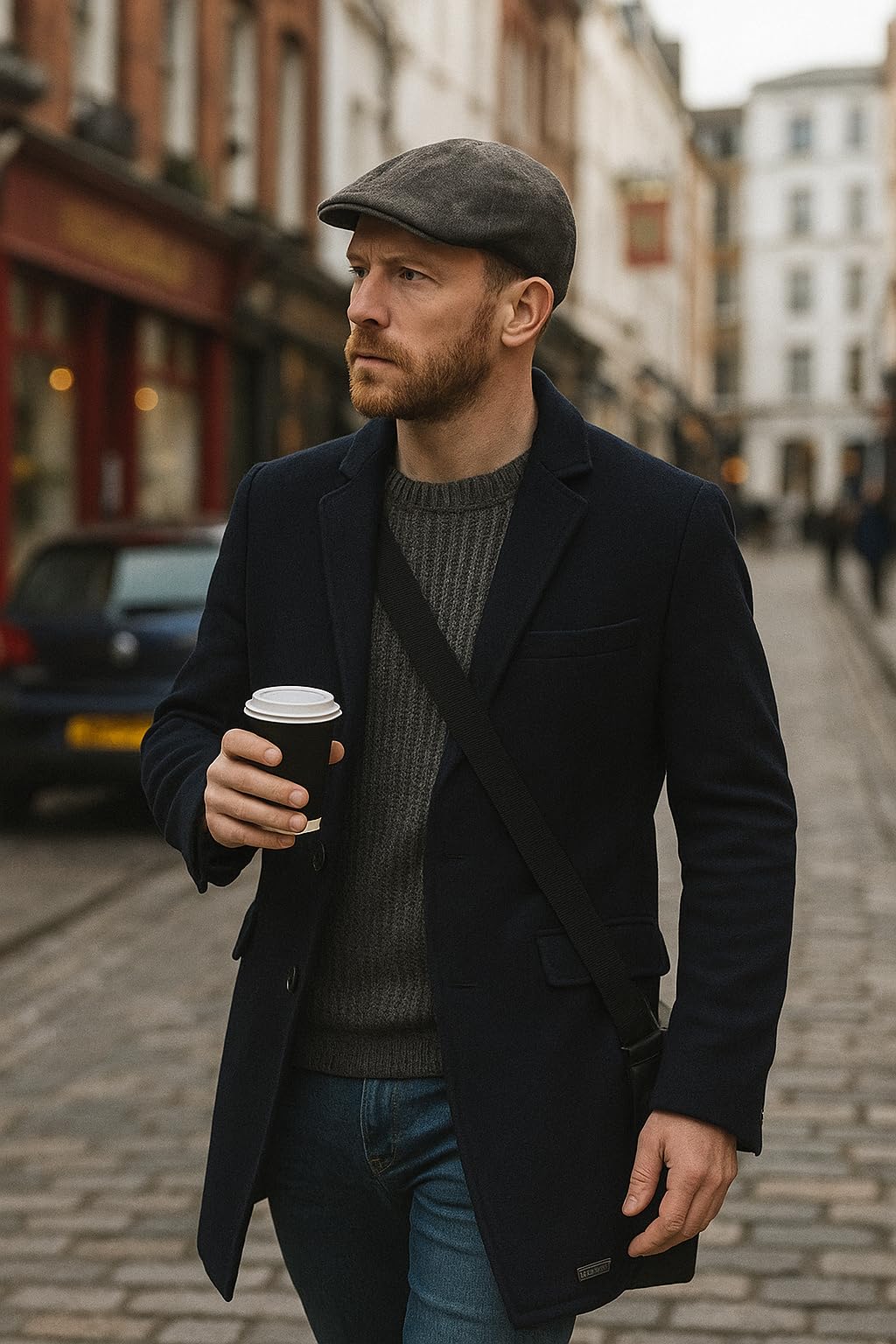 TOP-EX XL/XXL wasserdichte Schiebermütze für Herren - Kunstleder Efeu Cap Winddicht Fahren Hut Gatsby Style Outdoor Cap