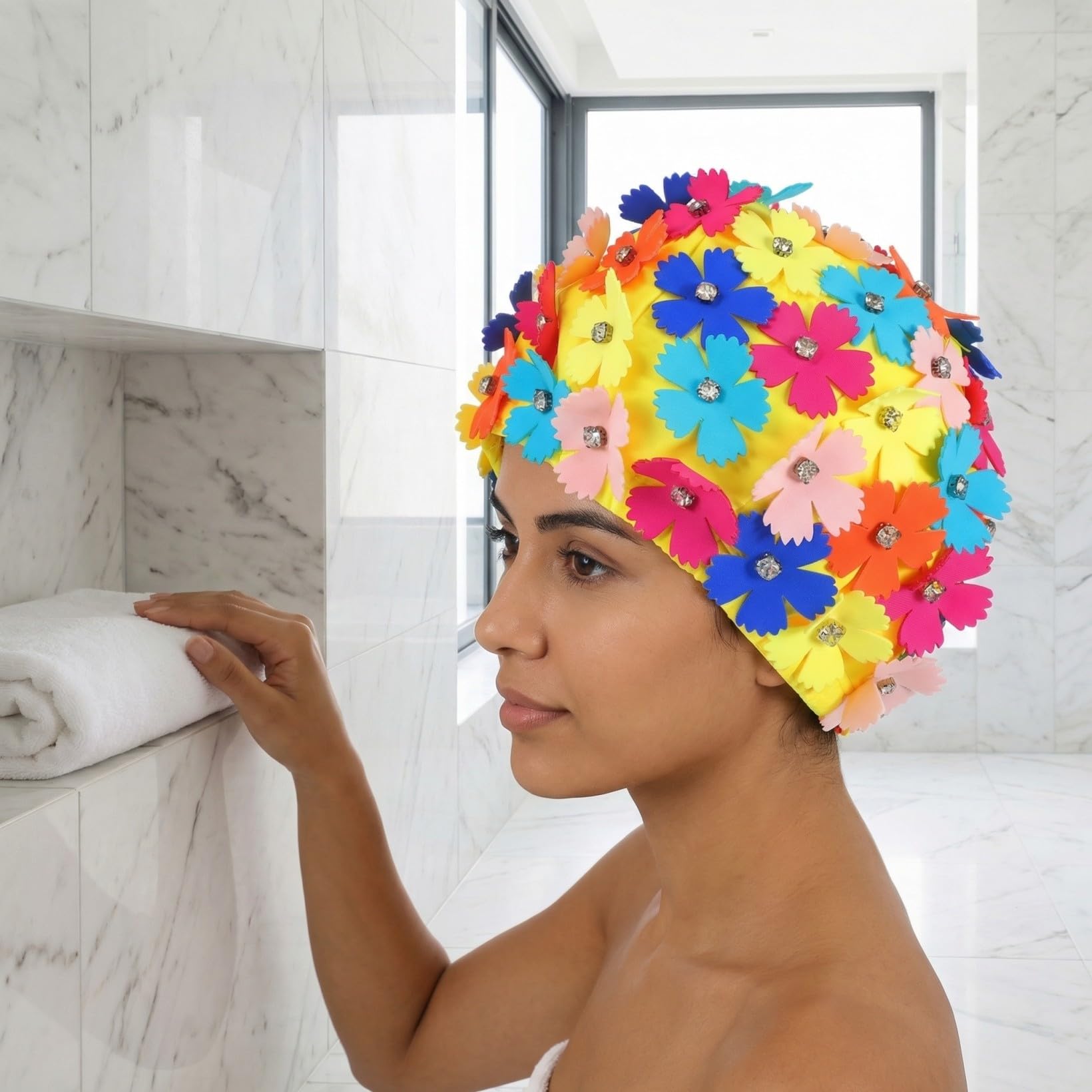 TOYANDONA Sombrero De Pétalo Gorro De Baño Mujer Cabello Baños Tapa De Baño De Baño Gorro De Natación Pétalos Chicas Sombreros para Mujer Gorra De Baño Flores Playa Vistoso Nylon