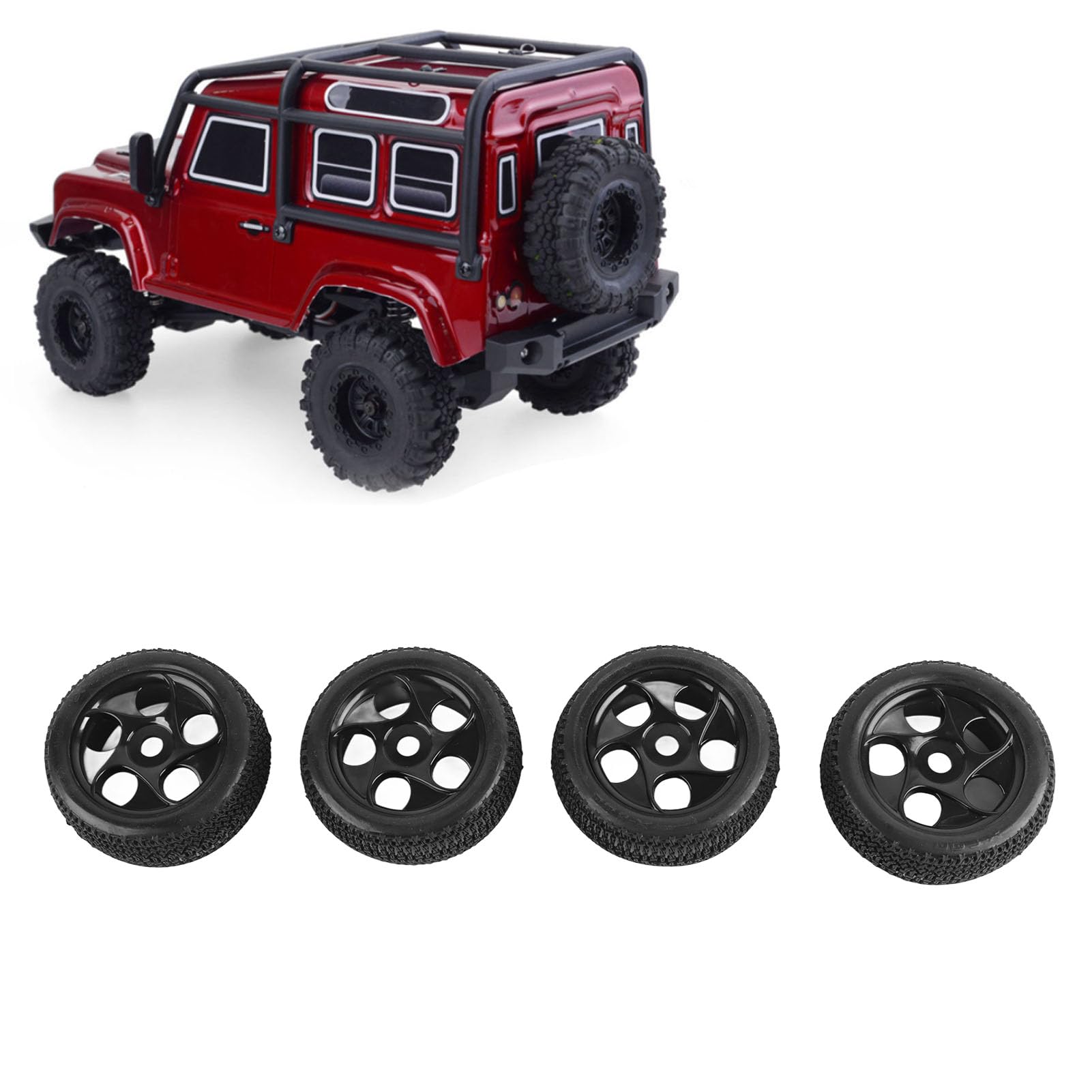 RC Short Course opony do samochodów ciężarowych koła 4 szt. Trwałe gumowe opony zestaw wymienny do TRAXXAS SLASH 1/10 czarny 11cm średnica (Czarny)