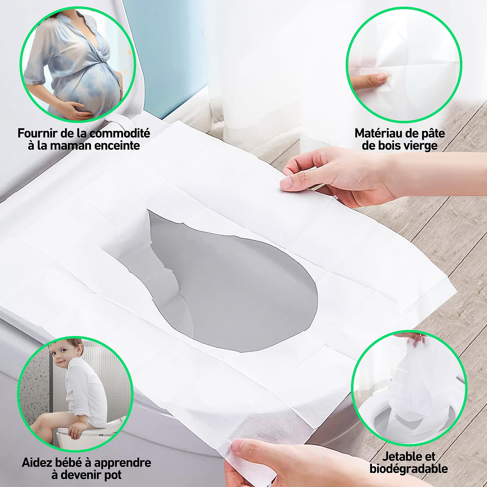 60 Pièces Protege Toilette Jetable, Portable Protection Toilettes