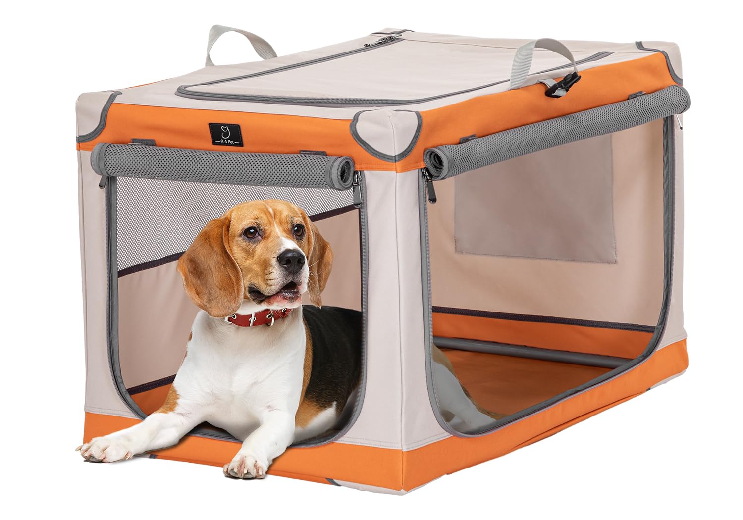 Dog Travel Crate for medium Dogs, Foldable Soft Dog Crate with Lockable Zipper & Patented Screw Frame, Waterproof Base, Washable Cover, Portable Dog Crate for Car, SUV, Camping, Home โ image 1