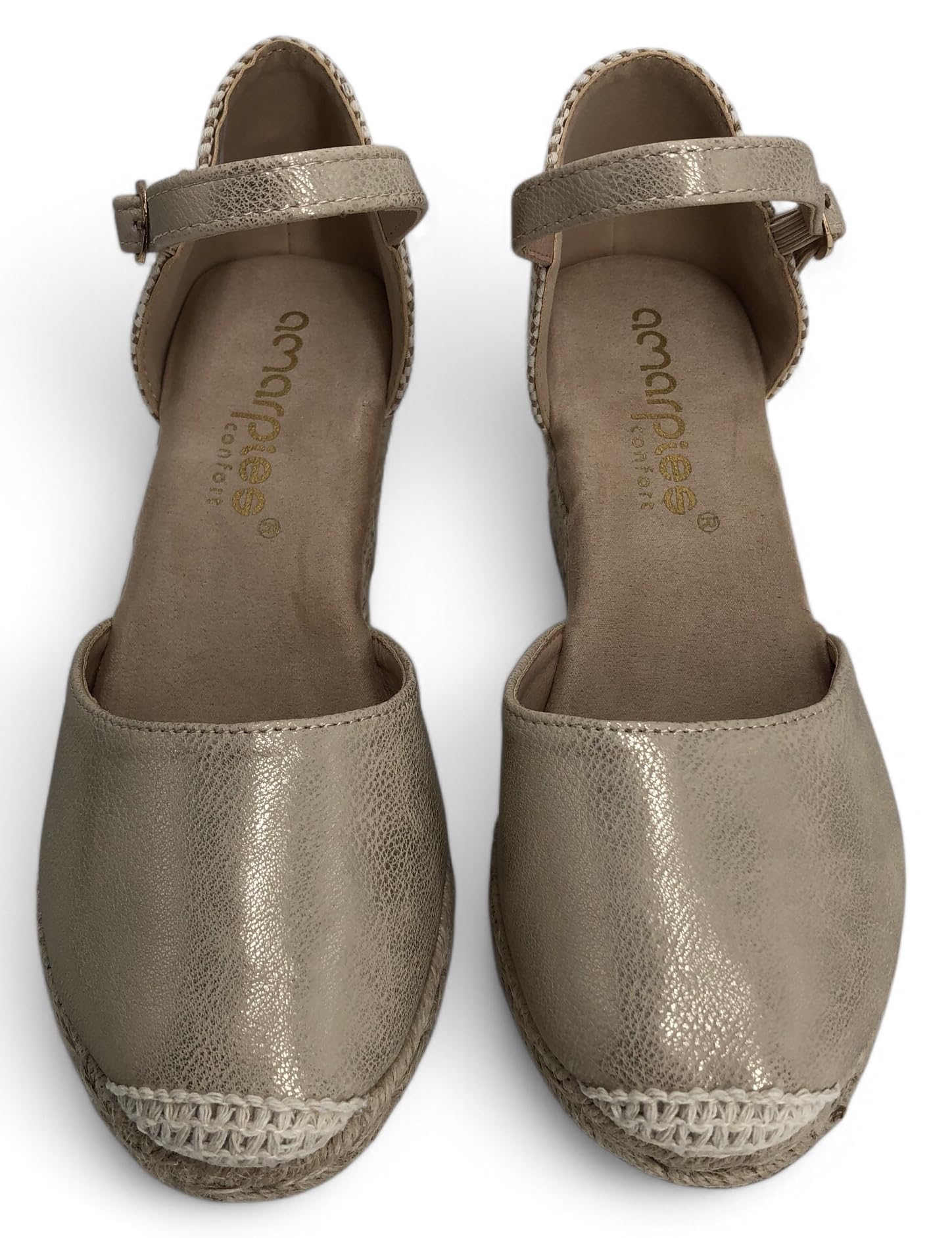 Sandalia Valenciana Mujer - Alpargata Valenciana Cuero Sintético y Cuña de Yute - Sandalia Cierre Hebilla y Puntera Reforzada – Cómodas y Elegantes para Todos los Días