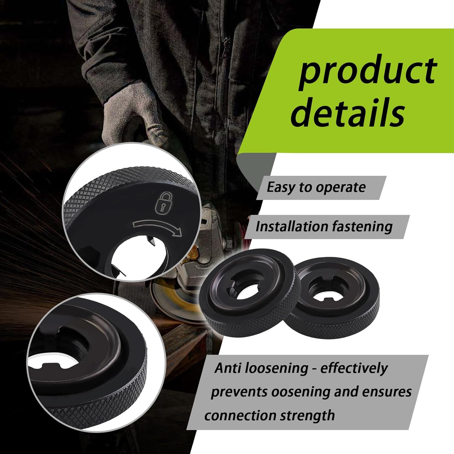 N484249 Angle Grinder Flanged Hex Nut Compatible with Grinder DCG413B DCG413B-B3 DCG413P2-B3 DCG413R2 DCG414B DCG414T1 DCG414T2 DCG414T2-B3 DWE43214N DWE43231VS(2pcs)