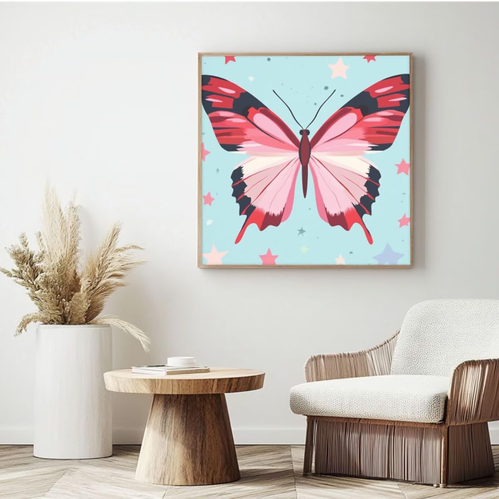 Malen nach Zahlen MK418 Malen-nach-Zahlen-Set für Erwachsene, Motiv: Schmetterling, Stern, Malen nach Zahlen für Anfänger, Acryl-Peinture a Numero mit 6 Pinseln, DIY-Ölgemälde, Kunsthandwerk für