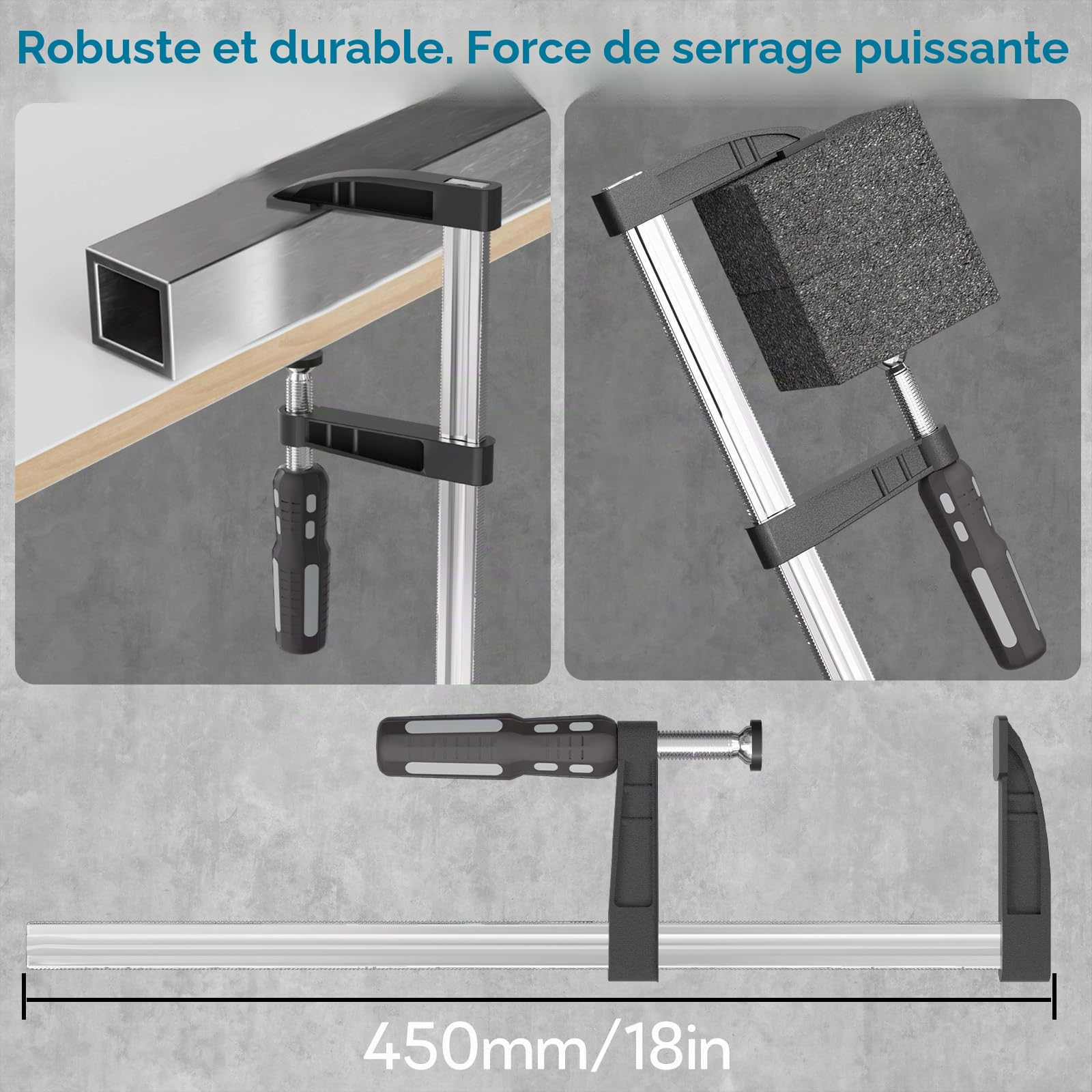 Jeu de 4 Serre-Joints, Serre-Joint 350 mm Envergure, Force de Serrage 280 kg, Profondeur de Mâchoire 90 mm, Entièrement en Acier Pour Les Projets De Bricolage une Fixation Précise des Pièces en Bois