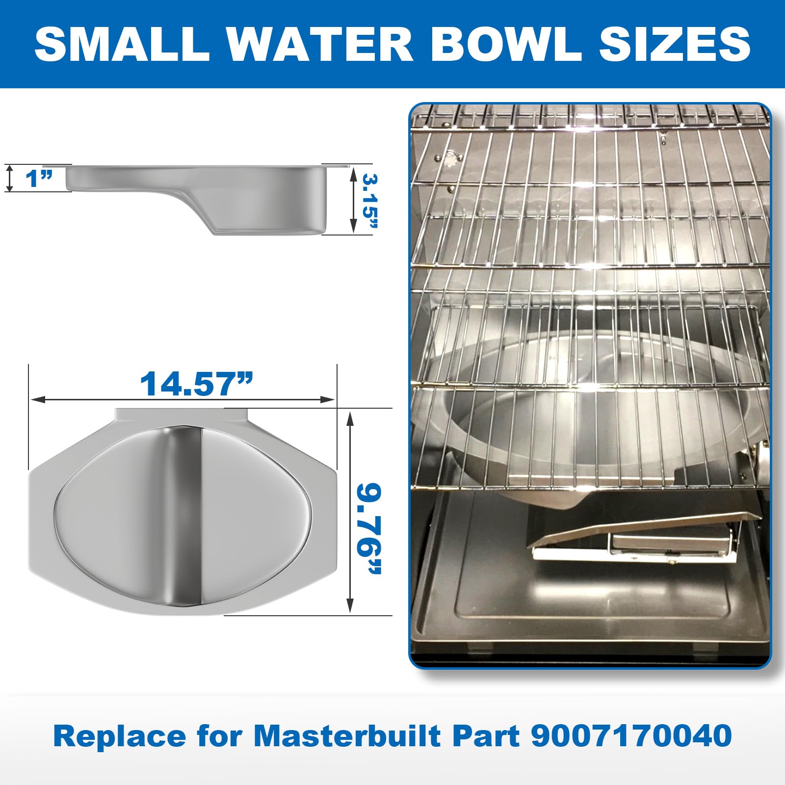 Masterbuilt Water Bowl Replacement - Large 19-3/4x10-1/8 Inch For 40-inch Electric Smokers