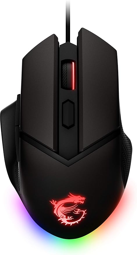 MSI CLUTCH GM20 ELITE Gaming Mouse -Sensor Óptico 6400 DPI. Interruptores OMRON 20M+ Clics, 6-Botones, Sistema de Peso Ajustable, Latencia 1ms, RGB Mystic Light, 98-109g - Ratón Cableado