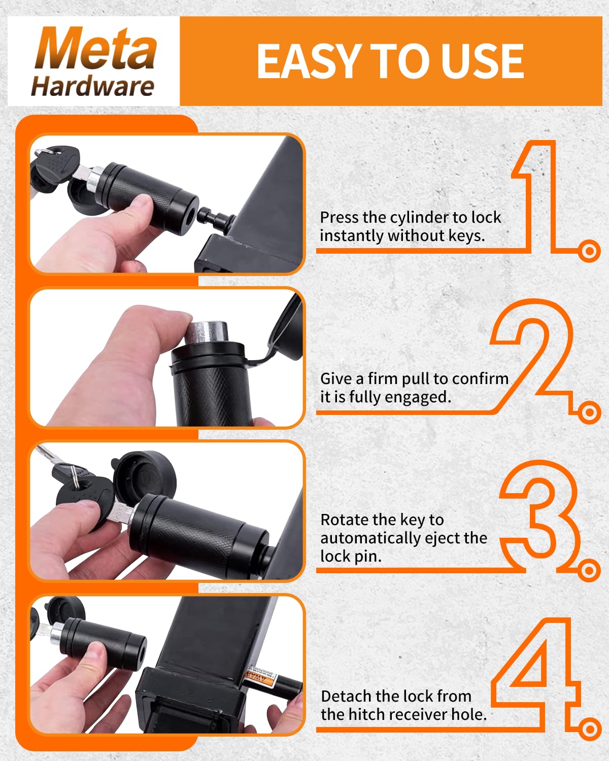 Trailer Hitch Locks, Hitch Lock with 5/8'' Dia 2-3/4" Long Pin Fits Class III IV 2" Hitch Receivers, Locking Hitch Pin with Anti Rings for Trailer Truck Car Boat (1 opakowanie)