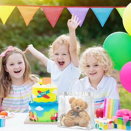 Miniatura 6 de BESARME Paquete de 20 bolsas de regalo transparentes con asa, bolsas de plástico reutilizables, pequeñas bolsas transparentes para regalos, bodas,