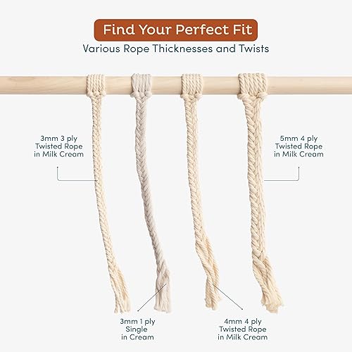 Miniatura 5 de Nook Theory Hilo de macramé de 3mm 220 yardas - Cuerda de macramé suave de 4mm, 5mm perfecta para nudos - Suministros de macramé para colgadores de