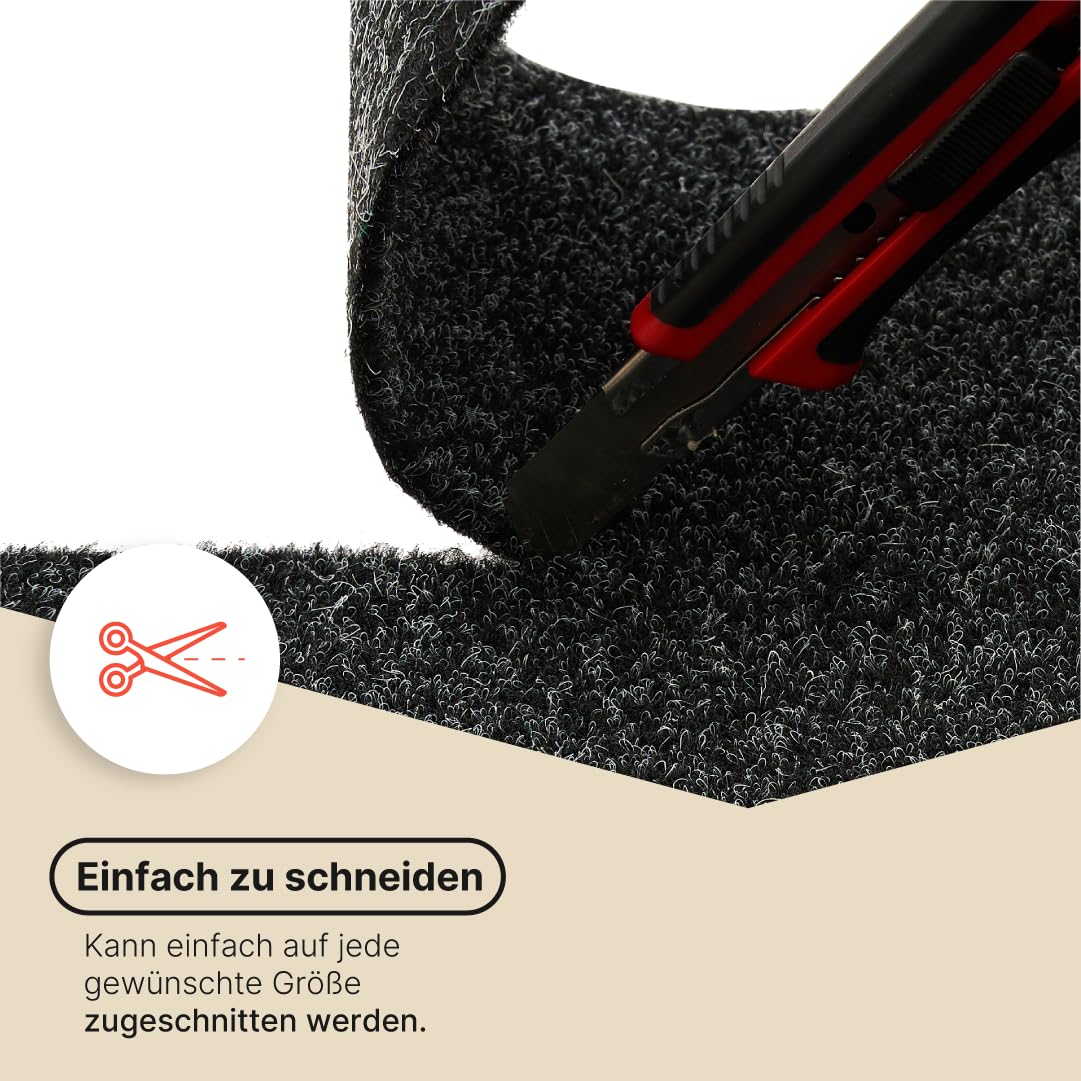 TAPISO Vera Kunstrasen 4 mm – Ultraflach & Pflegeleicht – Anthrazit– UV- & Wetterbeständig – Ideal für Balkon, Terrasse & Eingangsbereich 160 x 400 cm