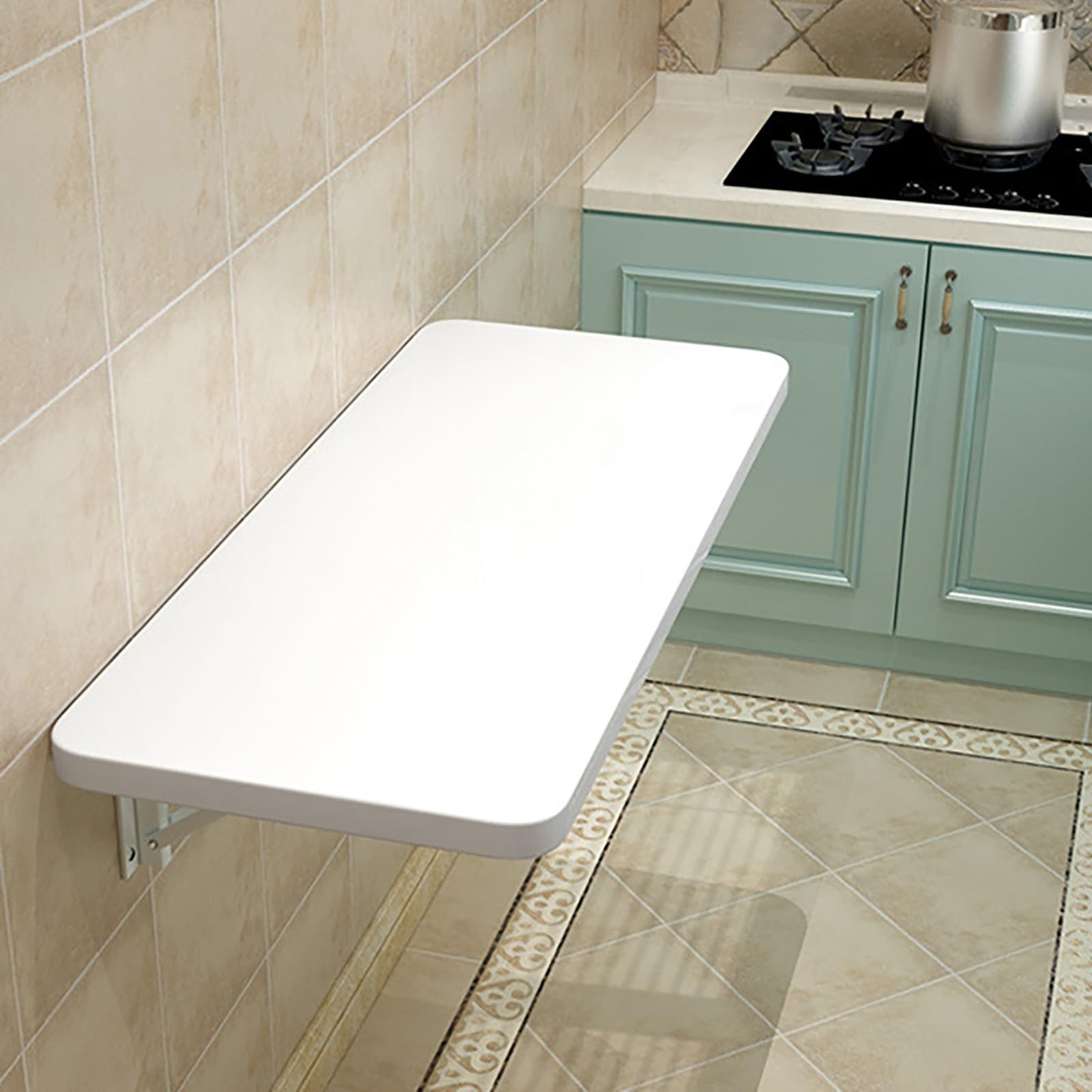 Table murale pliable blanche et bureau d'enfant gain de place pour cuisine