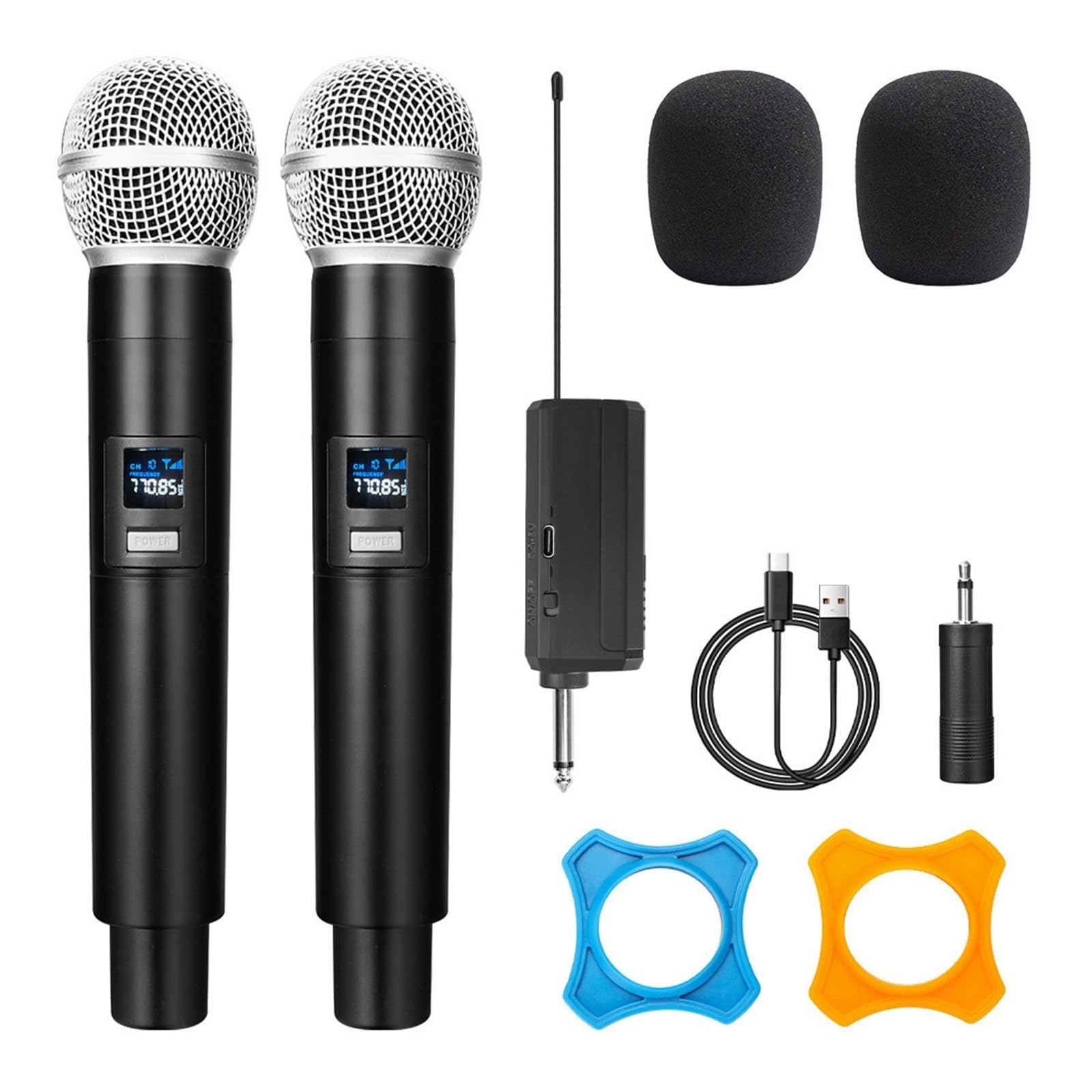 Microfono Wireless Microfoni Palmari Dinamici Karaoke Con Ricevitore Ricaricabile For Feste Di Matrimonio, Club In Chiesa Riproduzione Chiara Del Suono(B 1to2 Rechargeable)