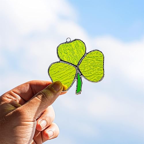 Miniatura 5 de Atrapasoles de trébol hecho a mano para colgar en la ventana, atrapasoles irlandés, decoración del día de San Patricio para el hogar, trébol verde,