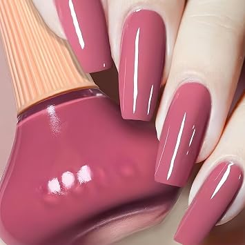 NovaCharm Muted Rose Nail Polish 12ML, Vintage Pink Nail Polish Quick Dry, Glossy Cream Fingernail Polish Air Dry No UV Lamp, Smooth Solid Color Nailpolish for Everyday Nails