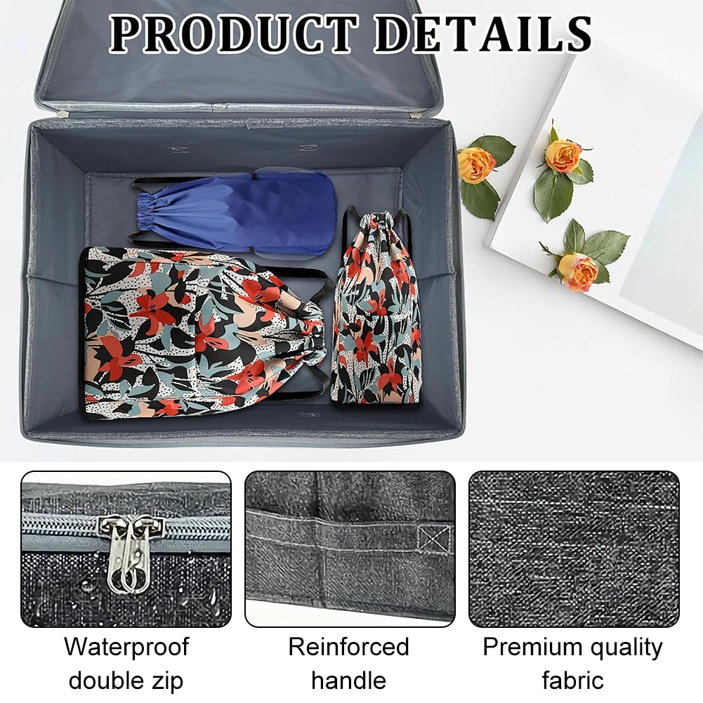Doukesh Storage Box with Lock, Storage Boxes With Lids Fabric,Combination Lock Box, Fabric Closet Organizer for Clothes Jeans - Image 3