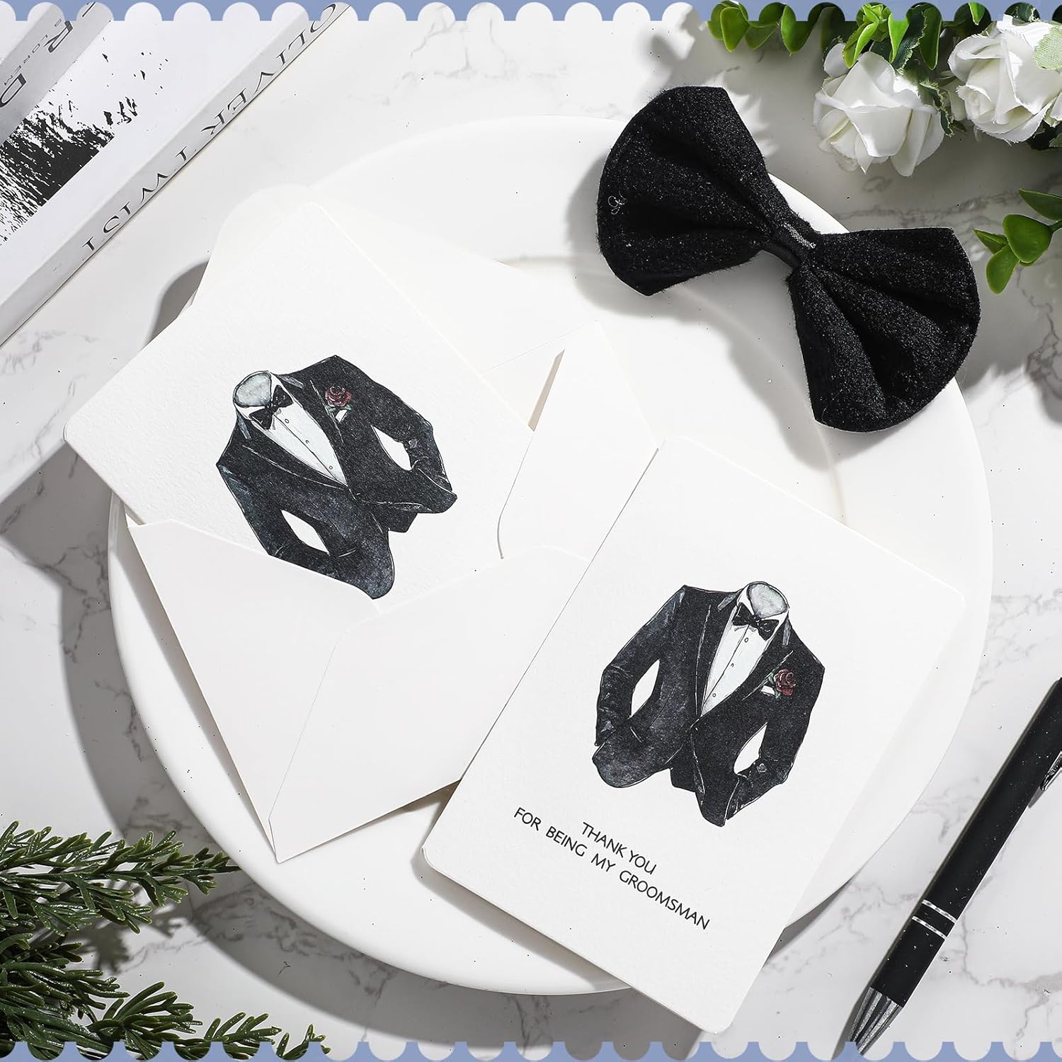 Yinkin 8 Set Wedding Thank You Cards with White Envelopes for Being My Groomsman Bridesmaids 4 x 5 Inch Blank Wedding Thank You Cards for Wedding Bridal Shower Supplies (Groomsman) - Image 4