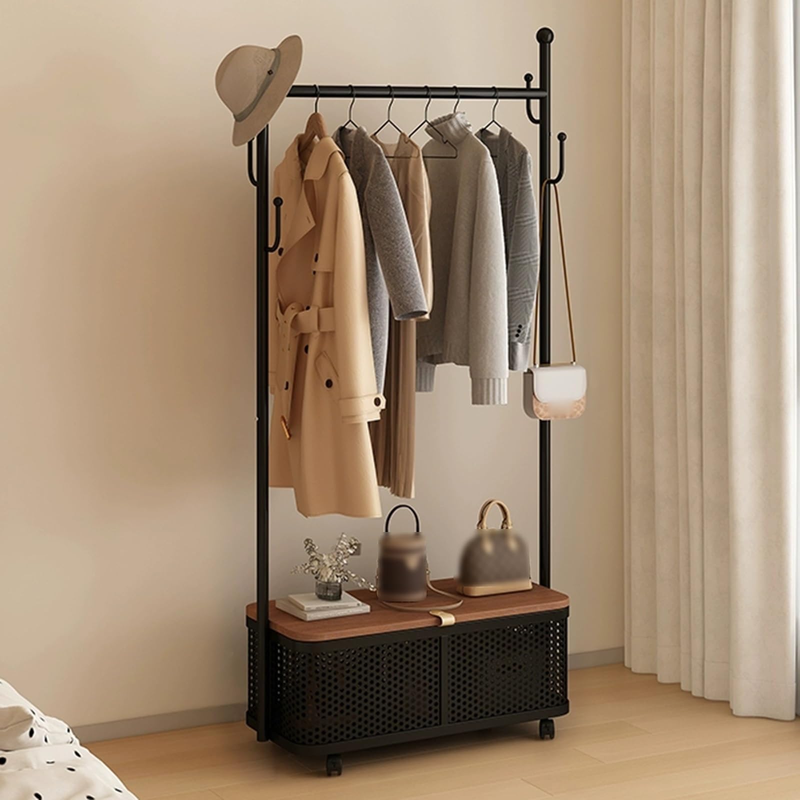 Porte-manteau autonome avec panier Sto 4 Hoo pour une entrée toujours ordonnée