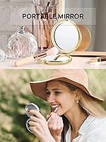 Vista 8 de Espejo compacto a granel, juego de 2 espejos de maquillaje de doble cara con aumento 1X/2X para monedero (redondo, dorado y plateado)