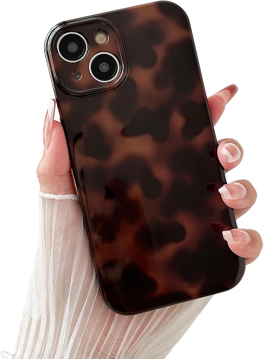 Huahuacase Compatible con iPhone 14, Concha de Tortuga Chic Ámbar Marrón Estampado Leopardo, Clásico Suave TPU Funda Protectora a Prueba de Golpes para iPhone 14 6.1 ''Color2
