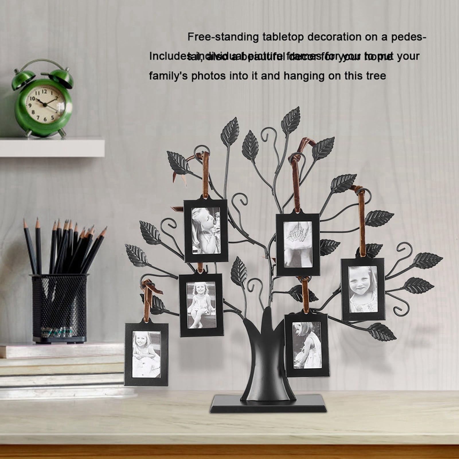 Arbre D'affichage de Photos de Famille avec 6/12 Cadres de Photo, Décoration de Table en Métal pour les Proches (Petit Avec 6 cadres photo de 6,4 * 4,6 cm)