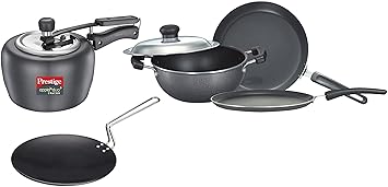 Prestige Svachh, 3 L, Apple Duo Hard Anodised&Prestige Hard Anodised Plus Cookware Induction Base Roti Tawa, 22.5cm&Prestige Omega Select Plus Residue Free Non-Stick , 3-Pieces