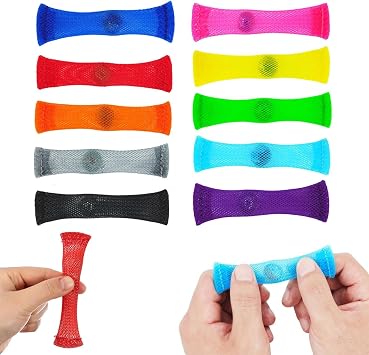dinghaole Lot de 10 Fidgets Tubes en Maille Tressée avec Bille Coulissante