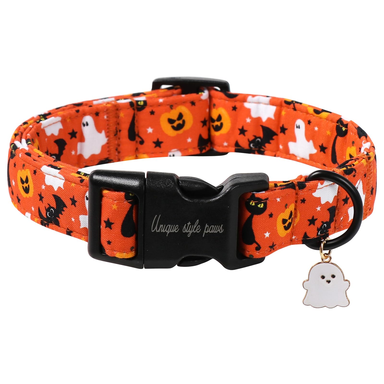 Unique style paws Halloween Dog Collars-Pumpkin Dog Collar Quick Release Cotton Collar Gift Durable Cute Fall Collar for Small Medium Large Boys Girls Dogs — image 1