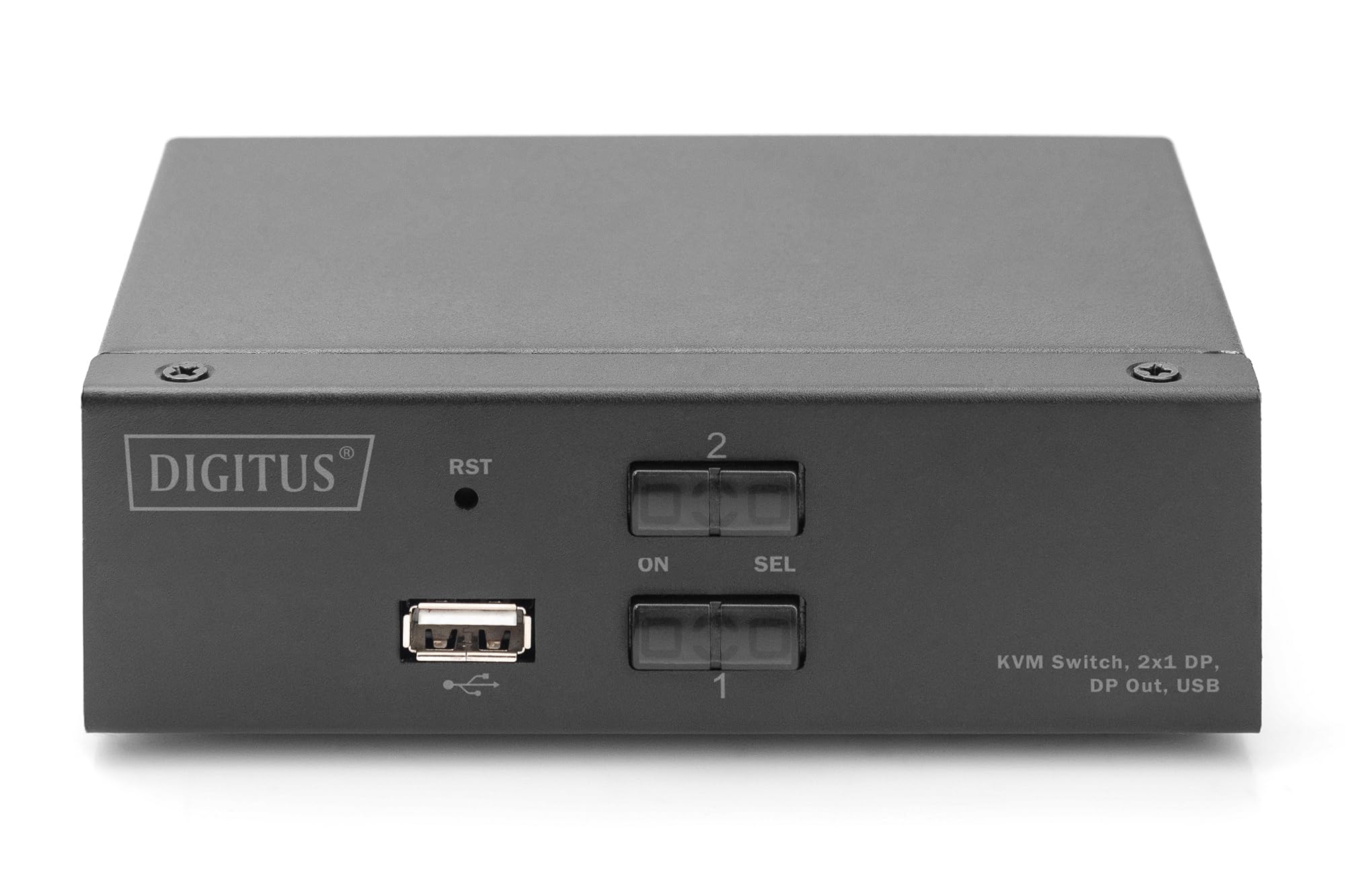 DIGITUS Displayport KVM-Switch – 2-Port Single-Display – 2 PC 1 Monitor – 1x Maus, Tastatur & Audio für 2 Computer – UHD 4K@60Hz (4096 x 2160p) – Hot-Key Umschalter – 1x USB 2.0 Hub – Schwarz