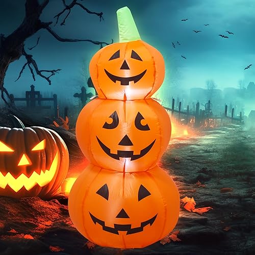TRMESIA 3.5FT Halloween Inflatables Pumpkin Outdoor Decorations,3 Pumpkins Outside Decoration