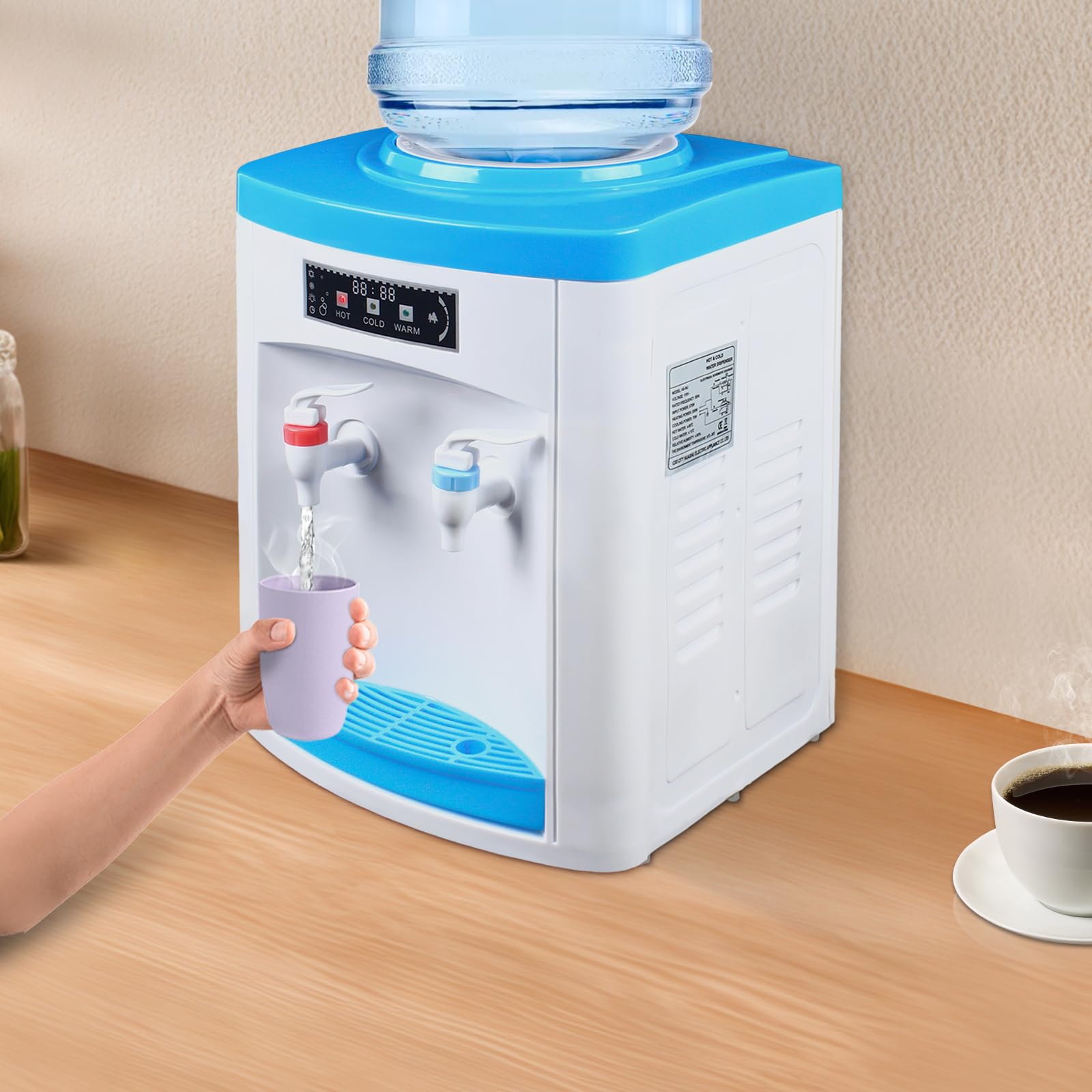 Elektryczny dystrybutor wody, dystrybutor gorącej wody zimnej | 220 V, 550 W, mini dozownik wody, do domu, kuchni i biura, 1,1-4,9 gal butelki na wodę