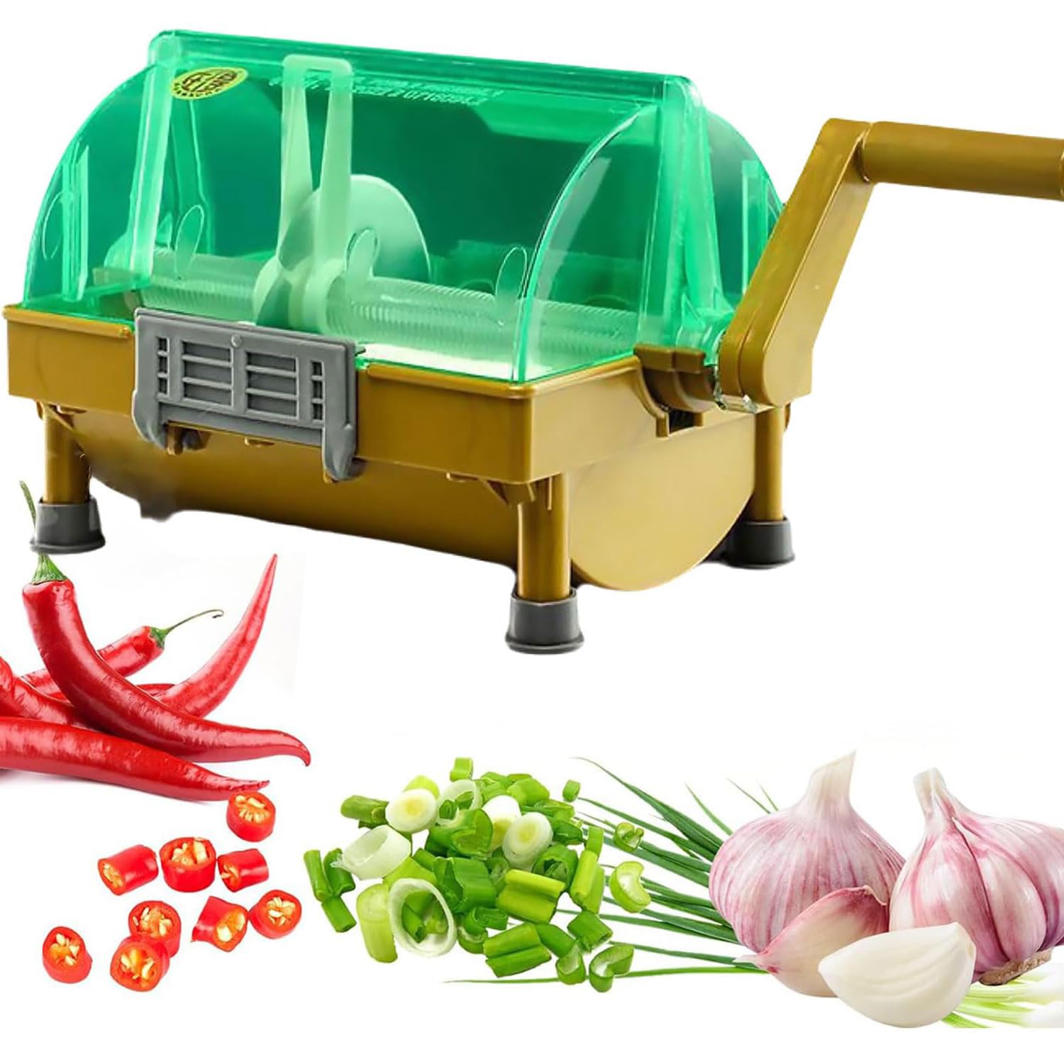 Commercial Vegetable Chopper, Food Cutting Machine, Using Stainless Steel Spiral Knife, The Large-Capacity Curved Vegetable Box Has a Non-slip Pad at the Bottom Make 3 Mm Chopped Scallions/Leeks