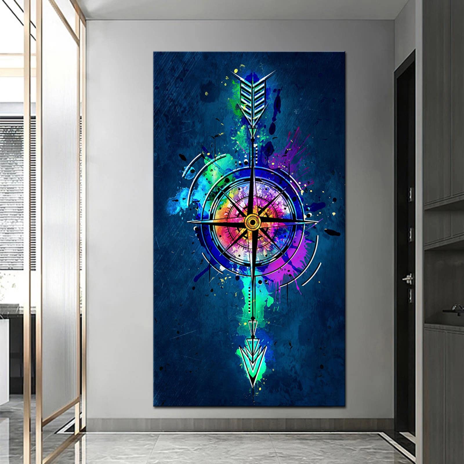 Amazon｜カラフルなコンパス抽象画キャンバス絵画クリエイティブ